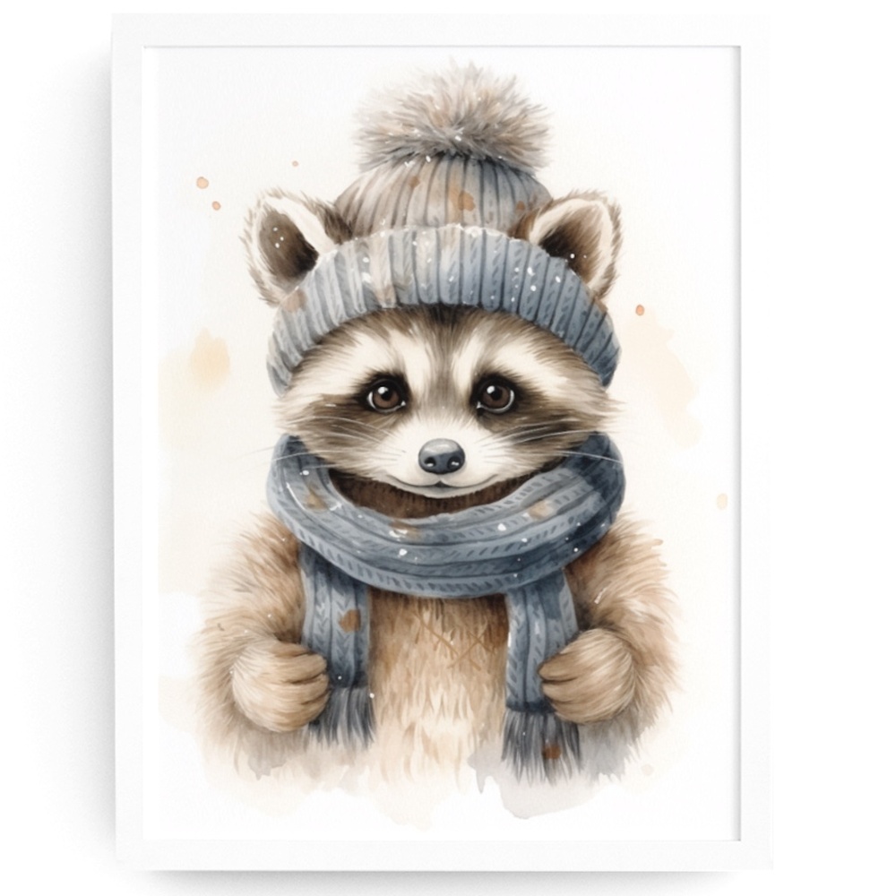 Watercolor Raccoon Wall Art Illustration Print Poster Card Unframed